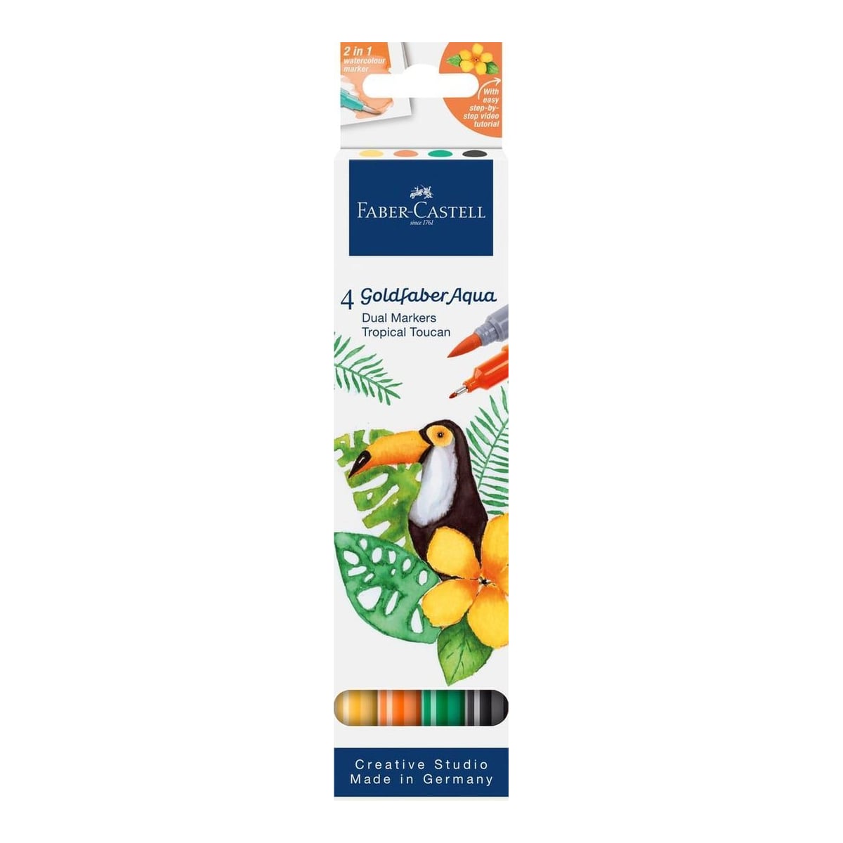 Marker Solubil 2 Capete Set 4 Bucati Tropical Collection Toucan Goldfaber Faber-castell