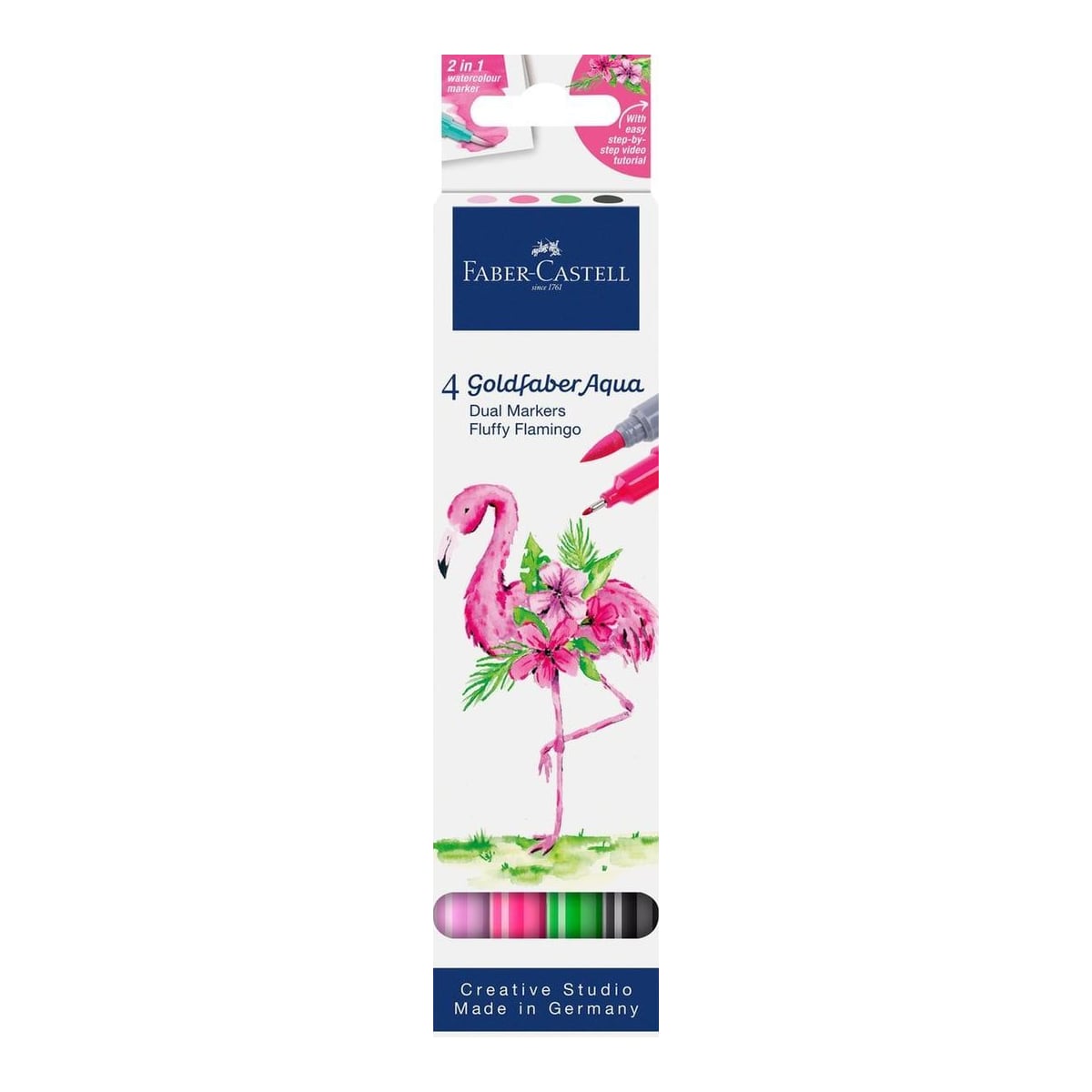 Marker Solubil 2 Capete Set 4 Bucati Tropical Collection Flamingo Goldfaber Faber-castell