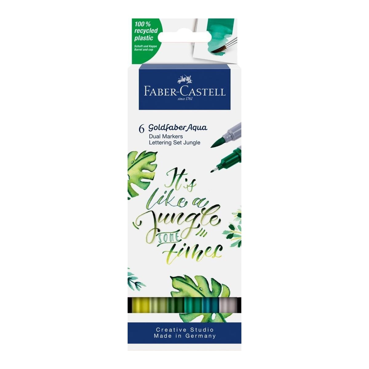 Marker Solubil 2 Capete Set 6 Buc Lettering Jungle Goldfaber Faber-castell
