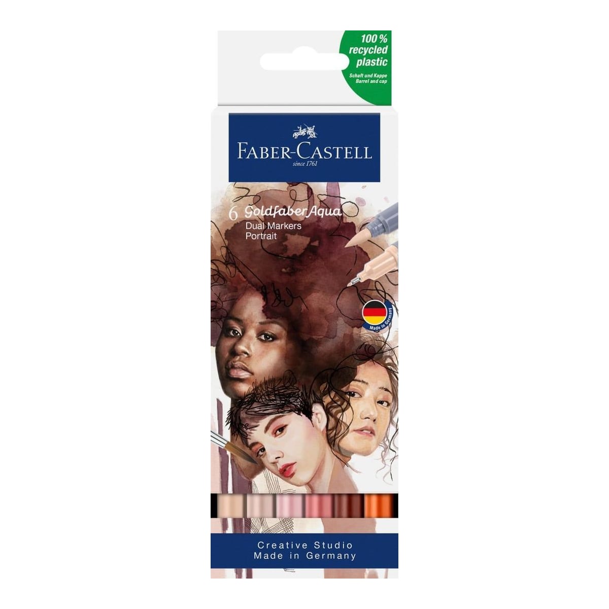 Marker Solubil 2 Capete Set 6 Buc Portret Goldfaber Faber-castell