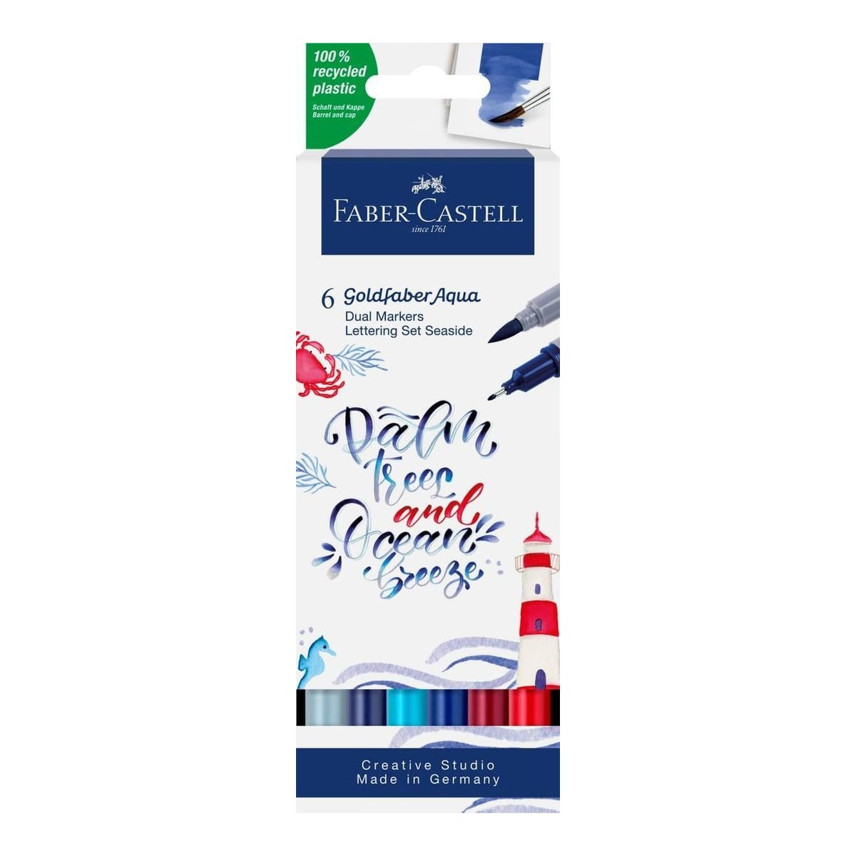 Marker Solubil 2 Capete Set 6 Lettering Goldfaber Faber-castell