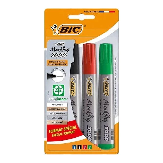 Marker Permanent 4/Set Varf Rotund 2000 Bic