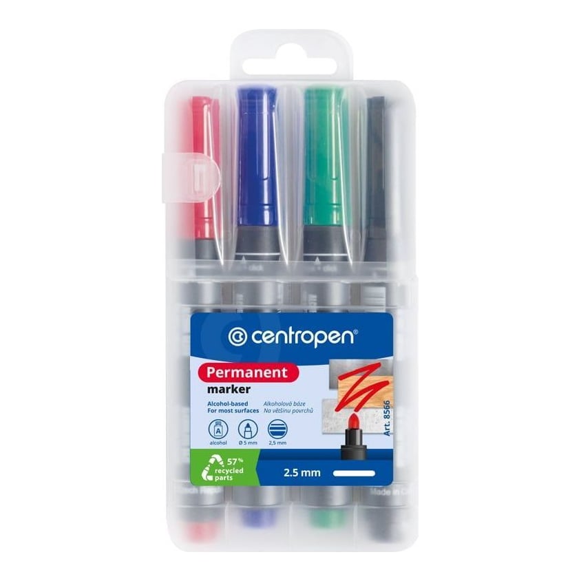 Marker Permanent 4/Set Varf Rotund 2.5MM 8566 Centropen