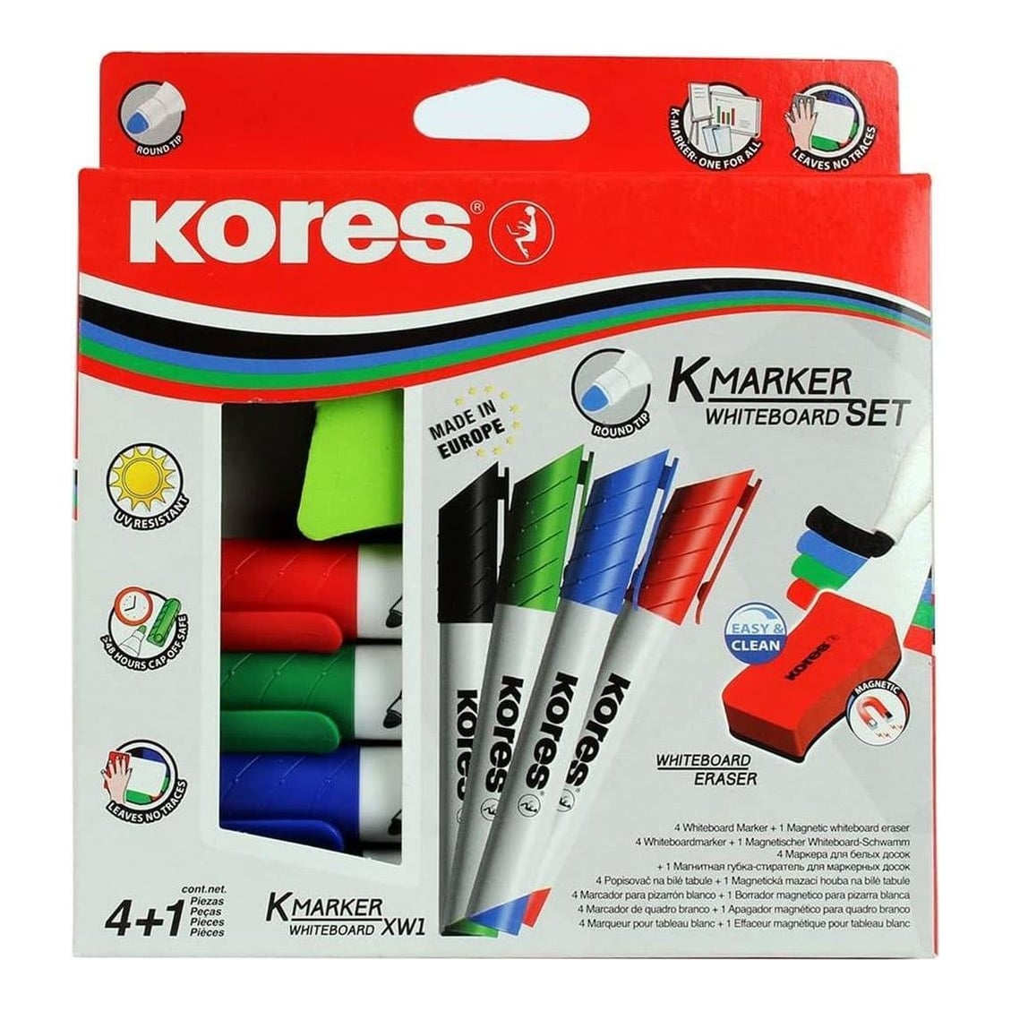 Marker Whiteboard 4/Set 3MM + Burete Magnetic Kores