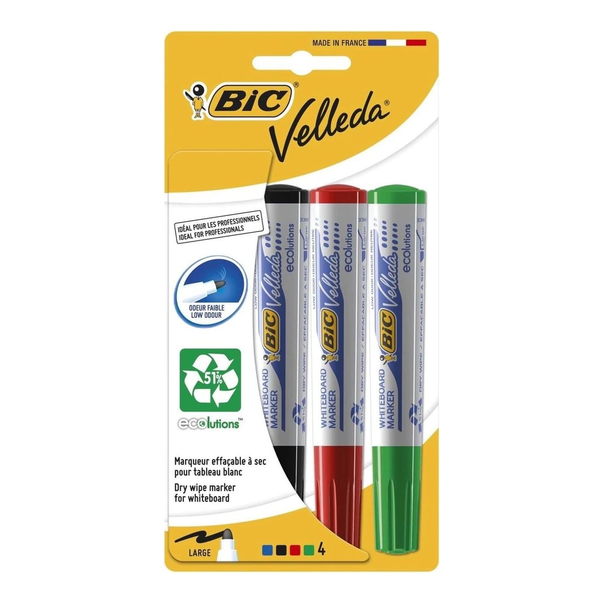 Marker Whiteboard 4/Set Velleda Varf Rotund 1701 Bic