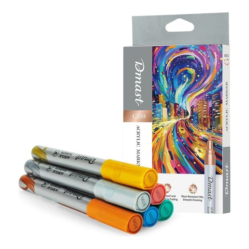 Markere Acrilice 2MM Culori Metalizate Set 6 Bucati Dmast By Pebeo