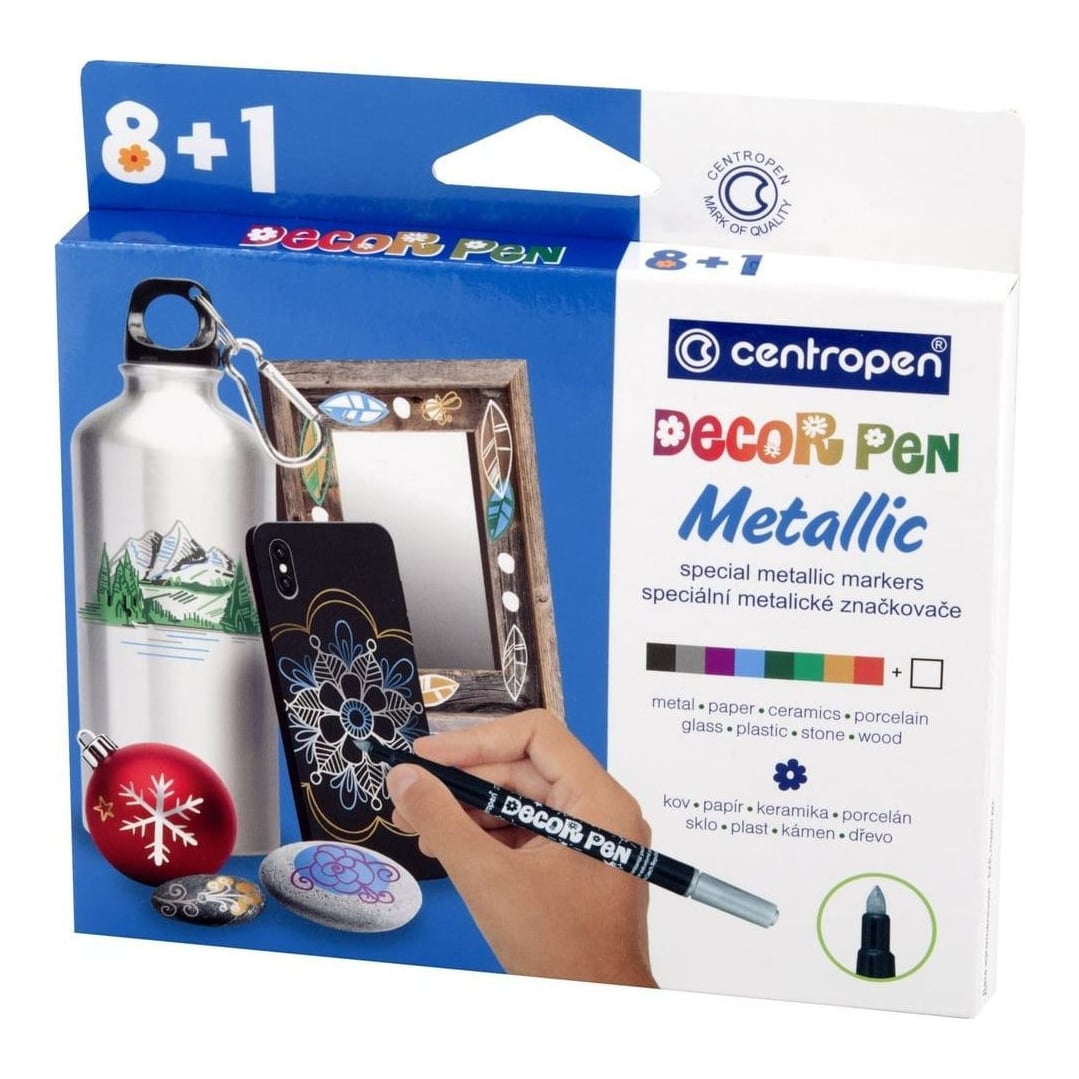 Markere Permanente Pt Decor. Slim 8+1 Culori Metalice 2737 Centropen