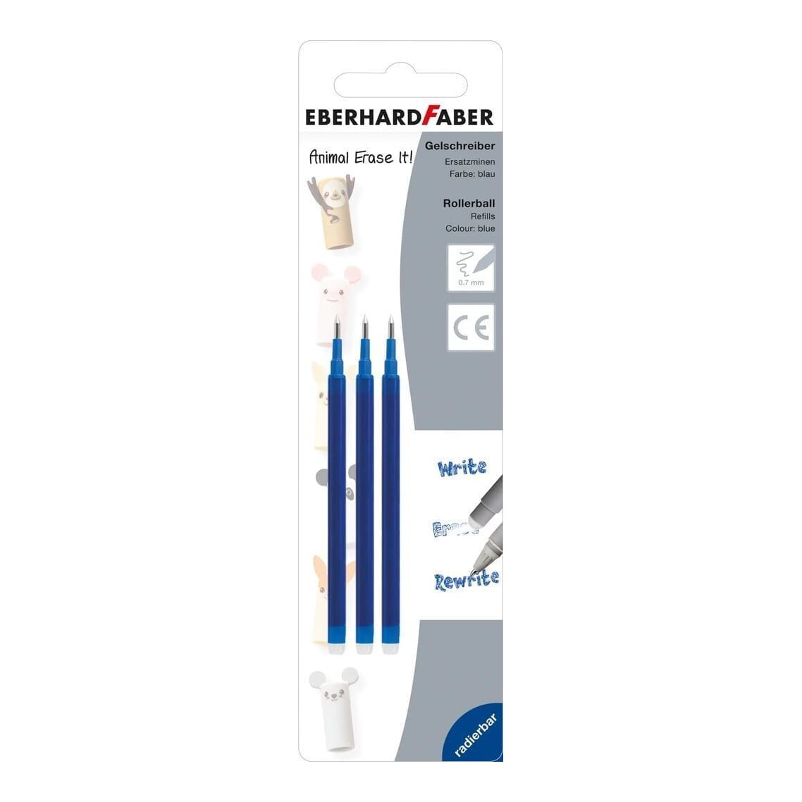 Mina Roller 0.7 Mm Albastra 3/Set Erasable Eberhard Faber