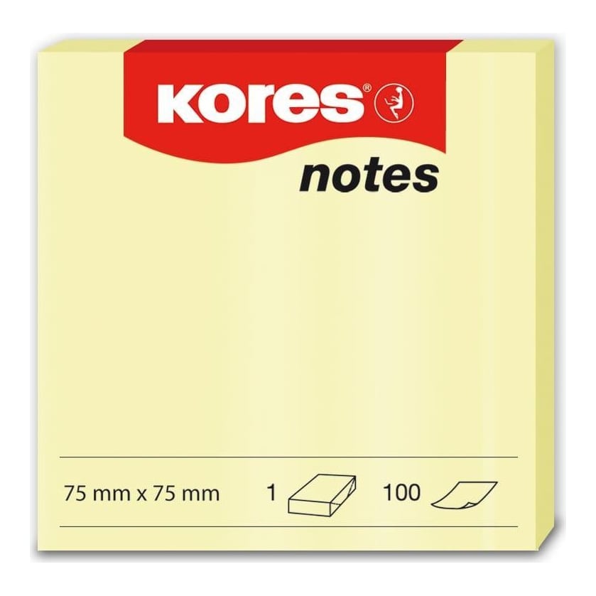 Notes Adeziv 75*75MM Galben Pal 100 File Kores