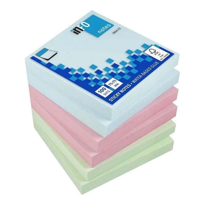 Global Notes Notes Adeziv 75*75MM Pastel Asortat 100 File Info Notes