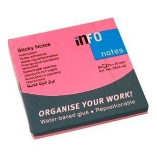 Notes Adeziv 75*75MM Roz Neon 80 File Global Notes