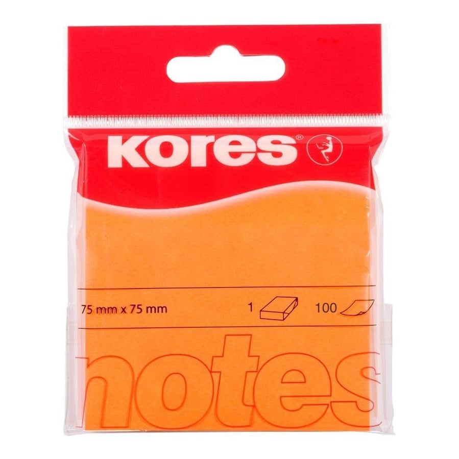 Notes Adeziv 75X75MM Portocaliu Neon 100 File Kores