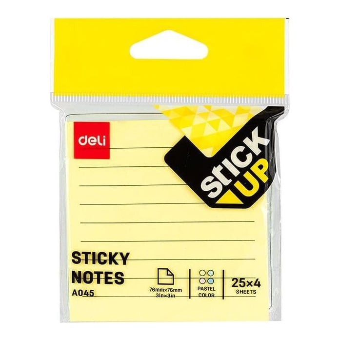 Notes Adeziv 76 X 76 Mm 4 X 25 File R-v-g-a Liniat Deli