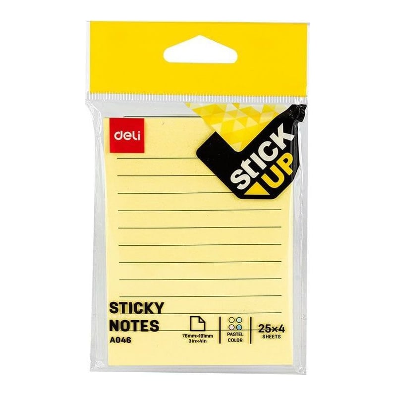 Notes Adeziv 76 X 101 Mm 4 X 25 File R-v-g-a Liniat Deli