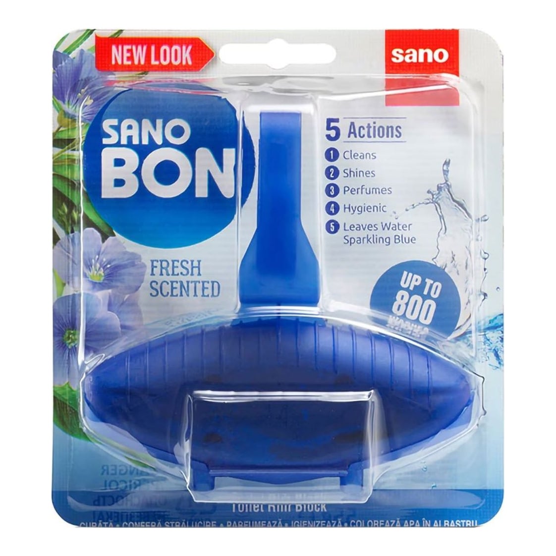 Odorizant Toaleta Cu Suport Blue 5IN1 55G Sano Bon