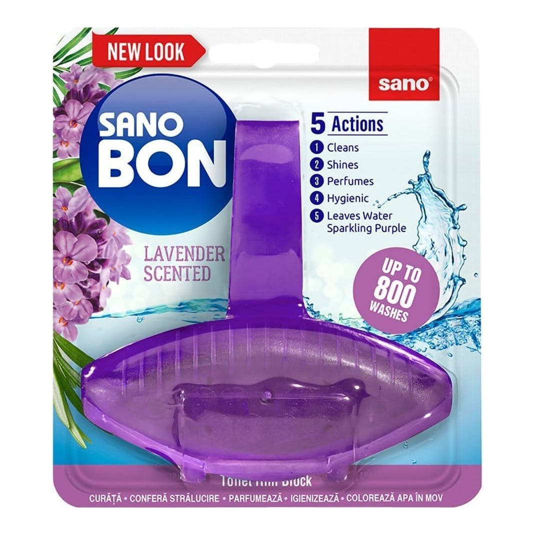 Odorizant Toaleta Cu Suport Lavanda 5IN1 55G Sano Bon
