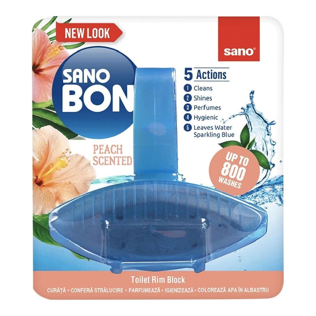 Odorizant Toaleta Cu Suport Piersica 5IN1 55G Sano Bon