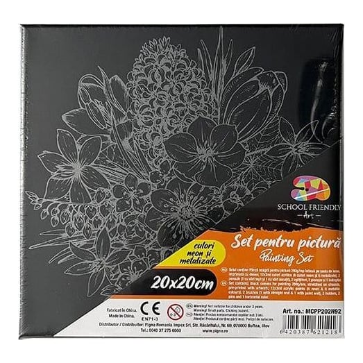 Panza Predesenata Pe Sasiu Neagra 20*20CM Flori Sf Art Pigna