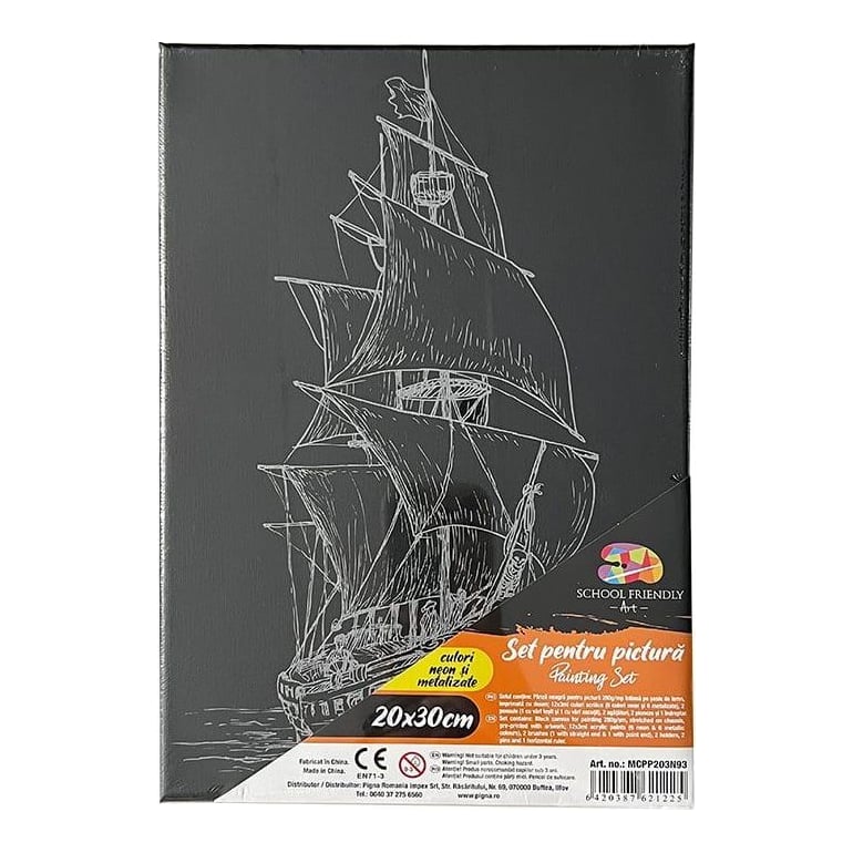 Panza Predesenata Pe Sasiu Neagra 20*30CM Corabie Sf Art Pigna