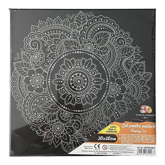 Panza Predesenata Pe Sasiu Neagra 30*30CM Mandale Sf Art Pigna
