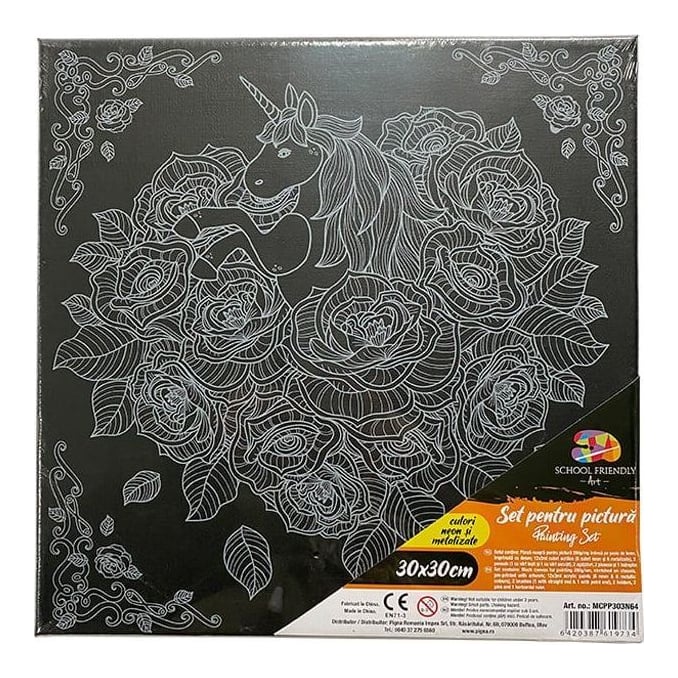 Panza Predesenata Pe Sasiu Neagra 30 X 30 Cm Unicorn Sf Art Pigna