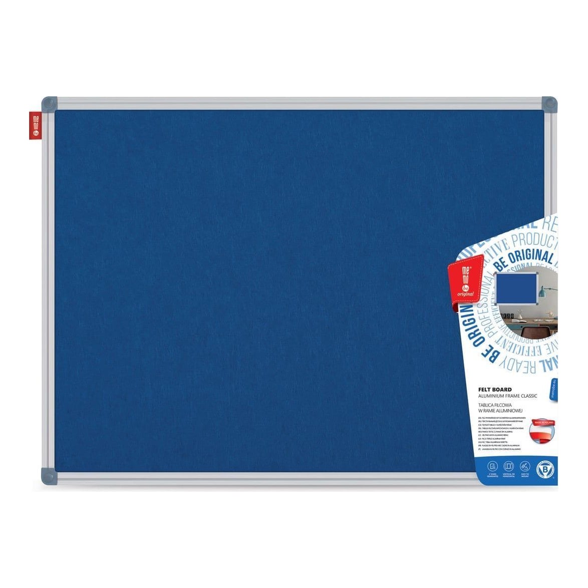 Memoboards Panou Textil 100*150 Cm Albastru Rama Aluminiu Memo BE