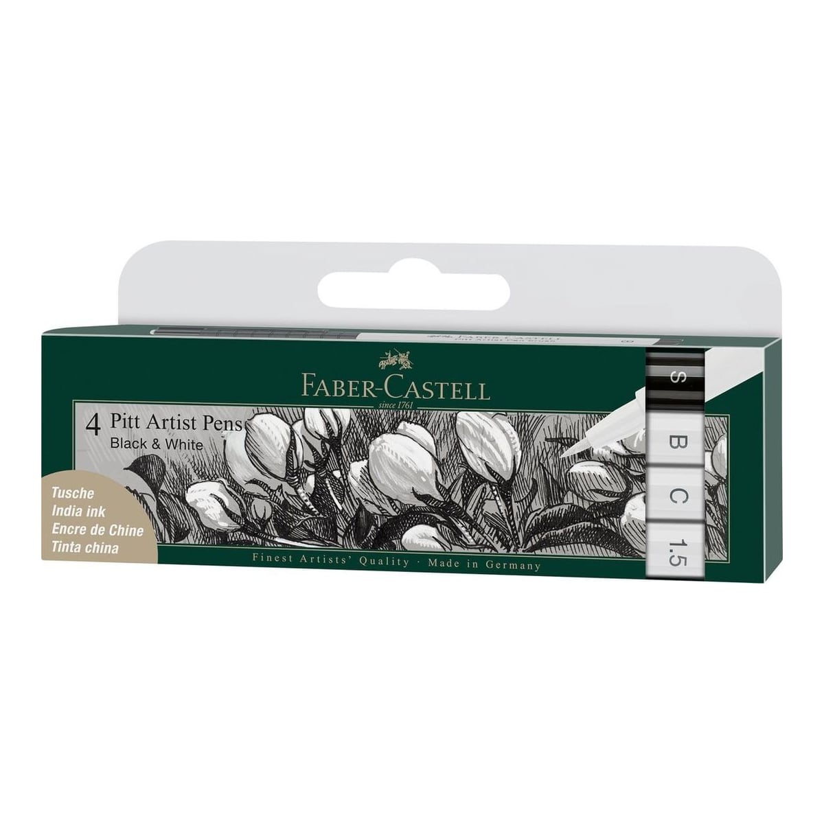 Pitt Artist Pen Soft Brush Set 4 Buc Alb+negru Faber-castell