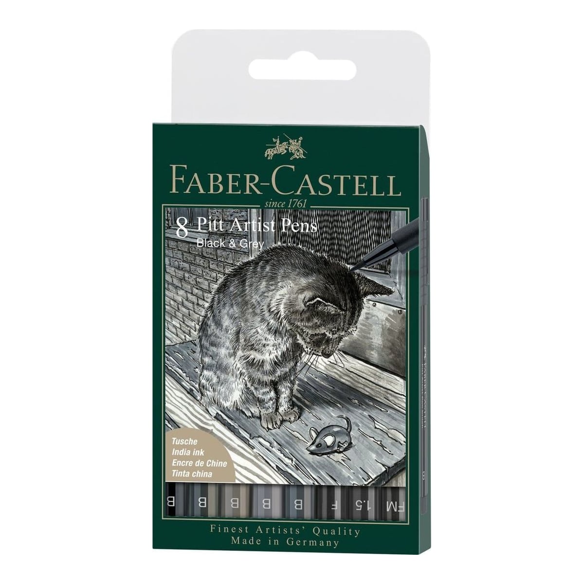 Pitt Artist Pen Set 8 Buc Negru & Gri Faber-castell