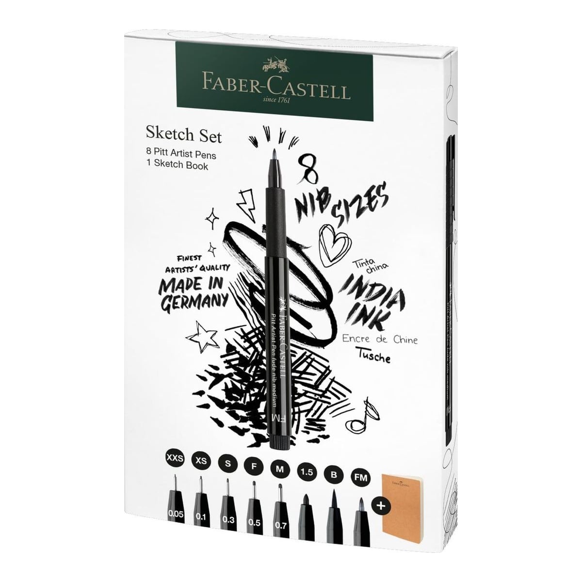 Pitt Artist Pen Set Sketching 8 Bucati + Sketchbook Faber-castell