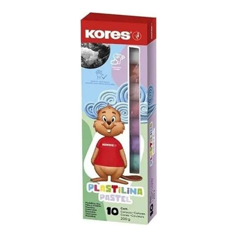 Plastilina 10 Culori Pastel 200G Kores