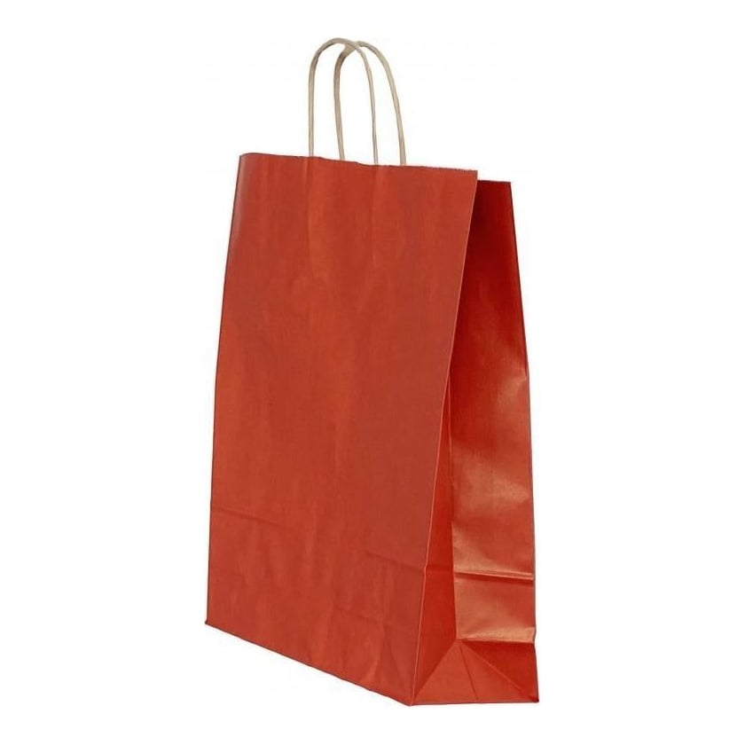 Punga Hartie Maner Rasucit 18 X 8 X 22 Cm Rosu Dungi/Maro Papiroti