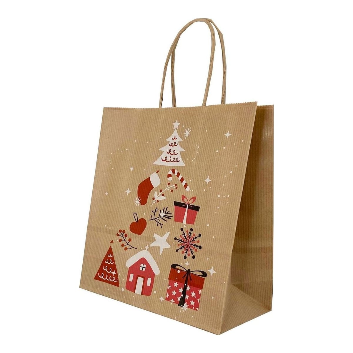 Punga Hartie Maner Rasucit 22 X 10 X 31 Cm Maro/Maro Copac Craciun Papiroti