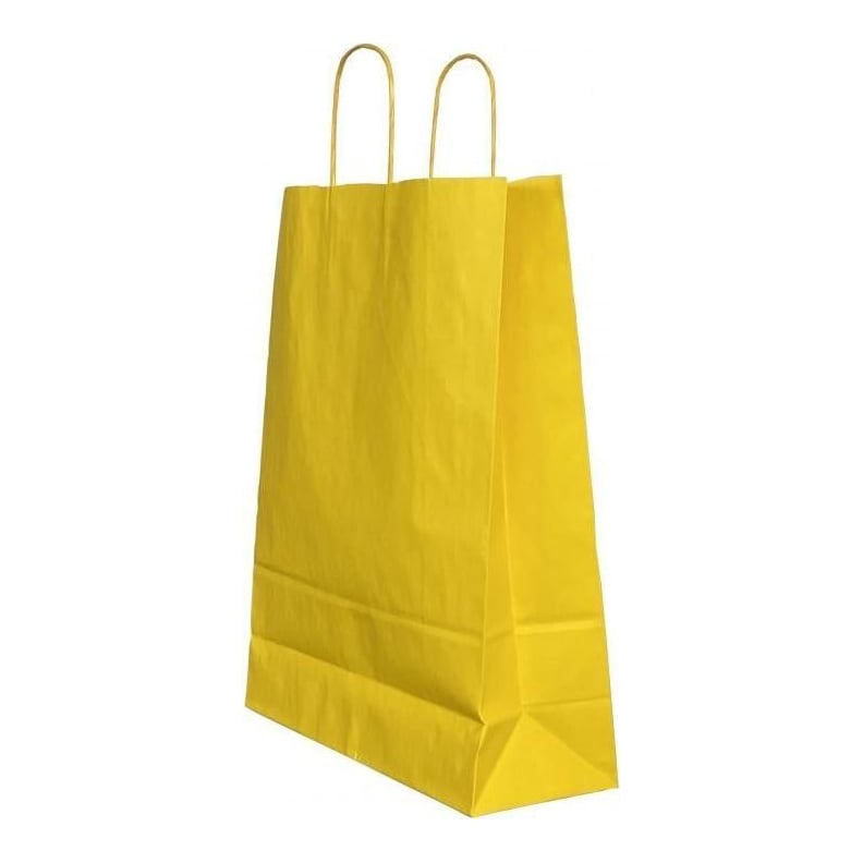 Punga Hartie Maner Rasucit 22 X 10 X 31 Cm Galben Intens/Alb Papiroti