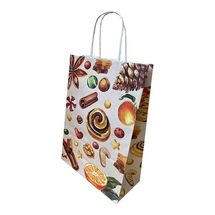 Punga Hartie Maner Rasucit 26 X 12 X 35 Cm Alb Prajituri Craciun Papiroti