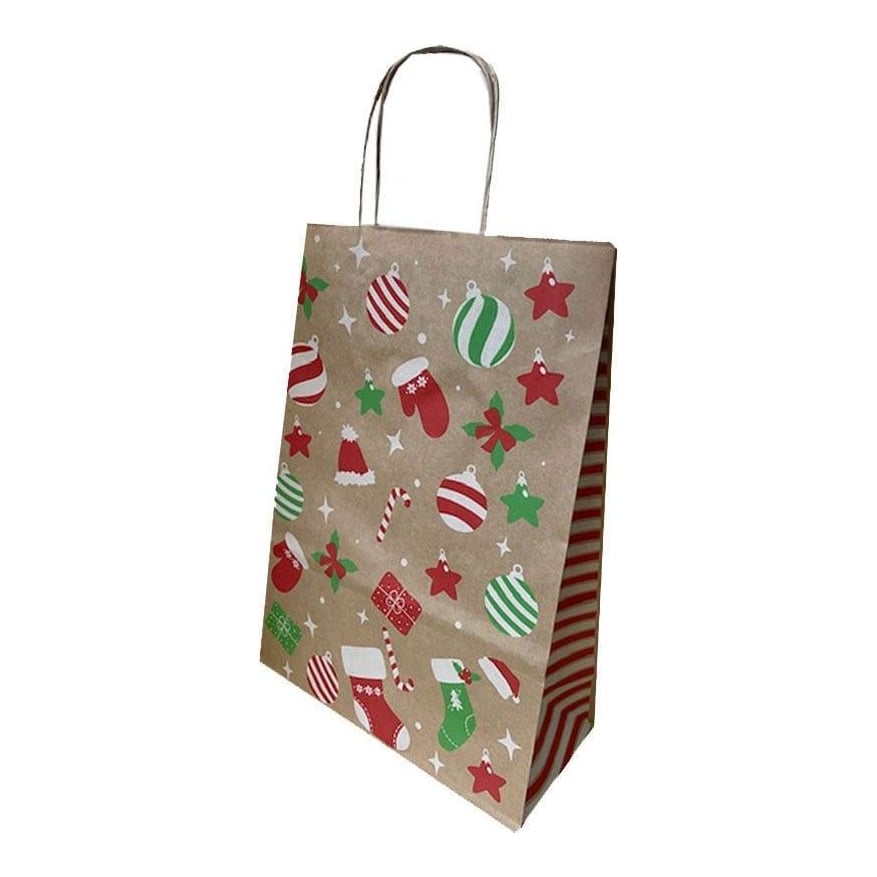 Punga Hartie Maner Rasucit 26 X 12 X 35 Cm Maro Glob Craciun Papiroti