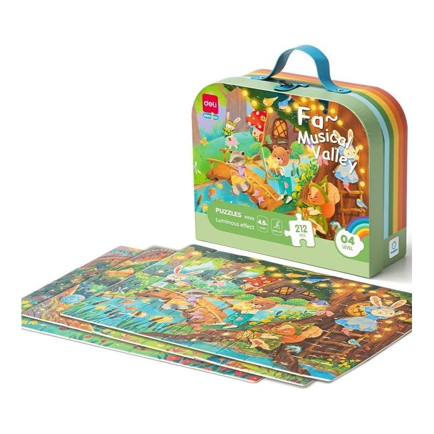 Puzzle Geanta Cadou 212 Piese Efect Luminos Valea Muzicala 4.5+ Deli