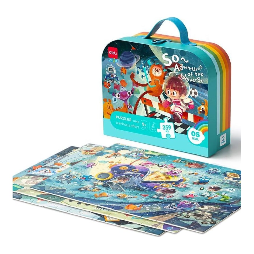 Puzzle Geanta Cadou 359 Piese Efect Luminos Univers 5+ Deli