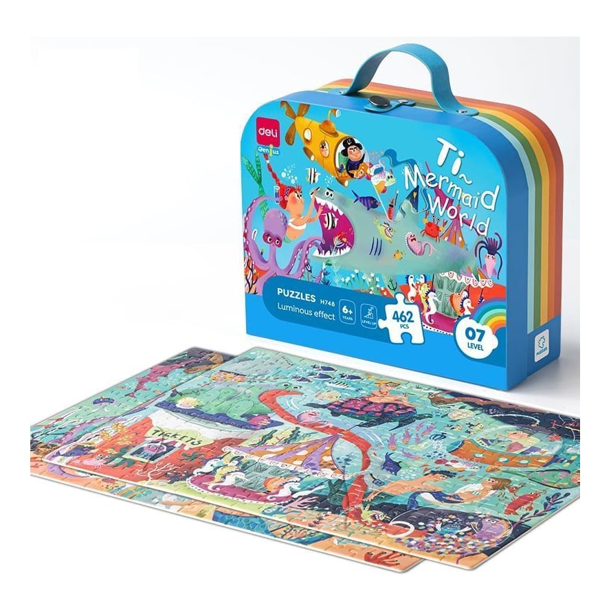 Puzzle Geanta Cadou 462 Piese Efect Luminos Lumea Marina 6+ Deli