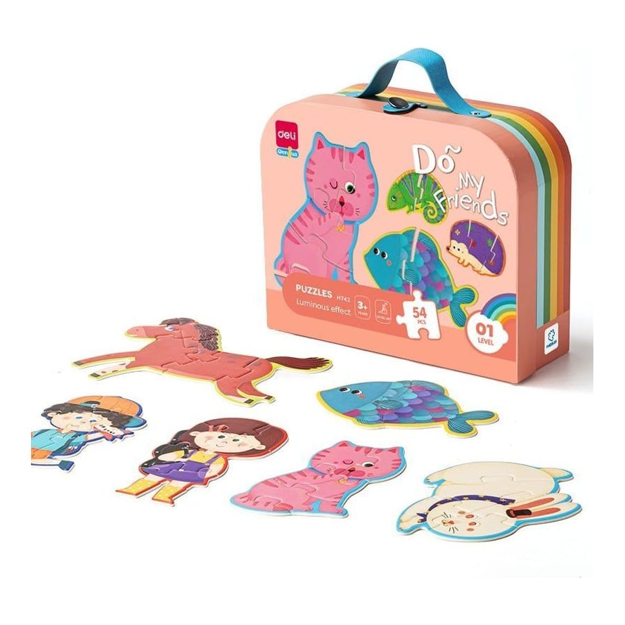 Puzzle Geanta Cadou 54 Piese Efect Luminos Friends 3+ Deli