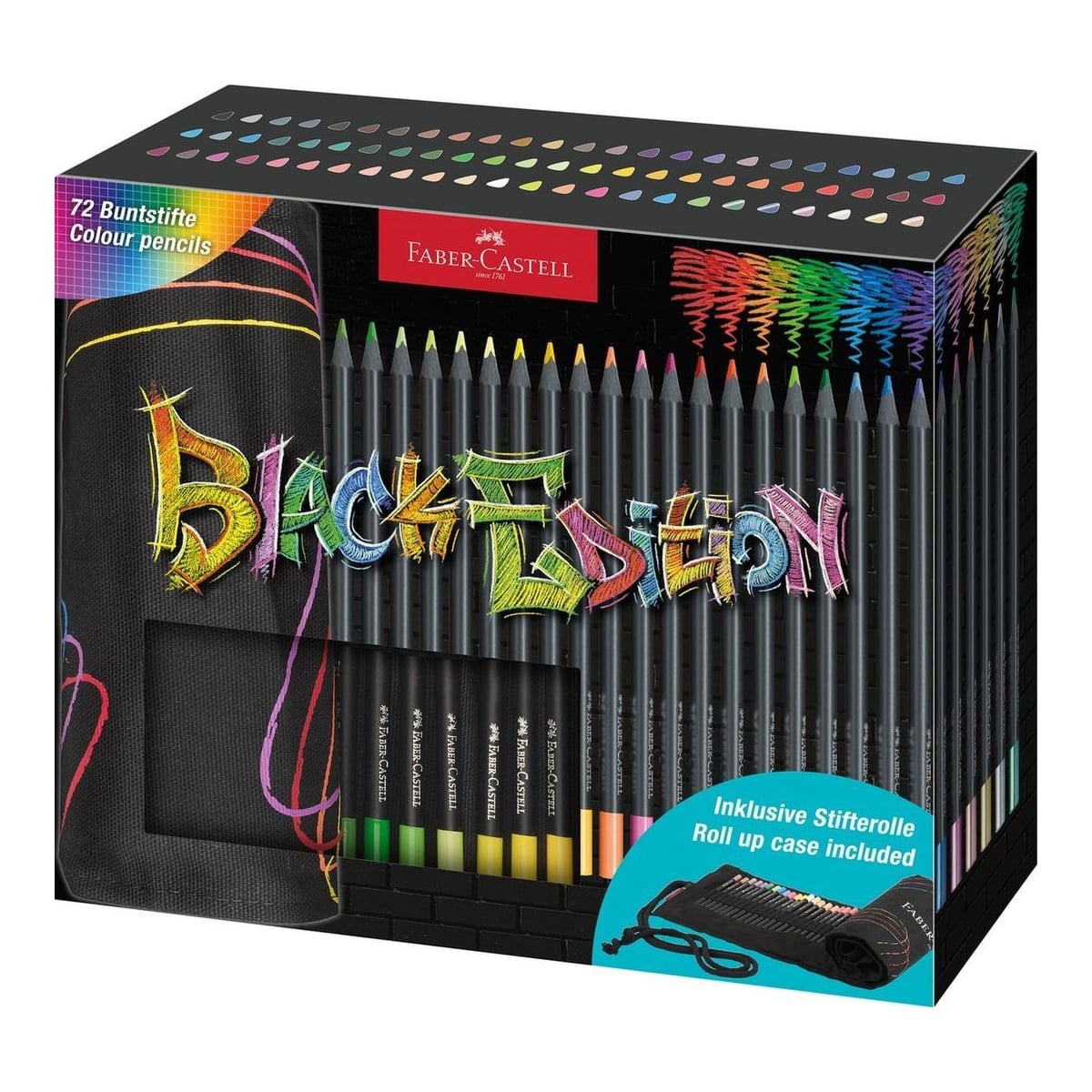 Rollup 72 Creioane Colorate Black Edition Faber-castell
