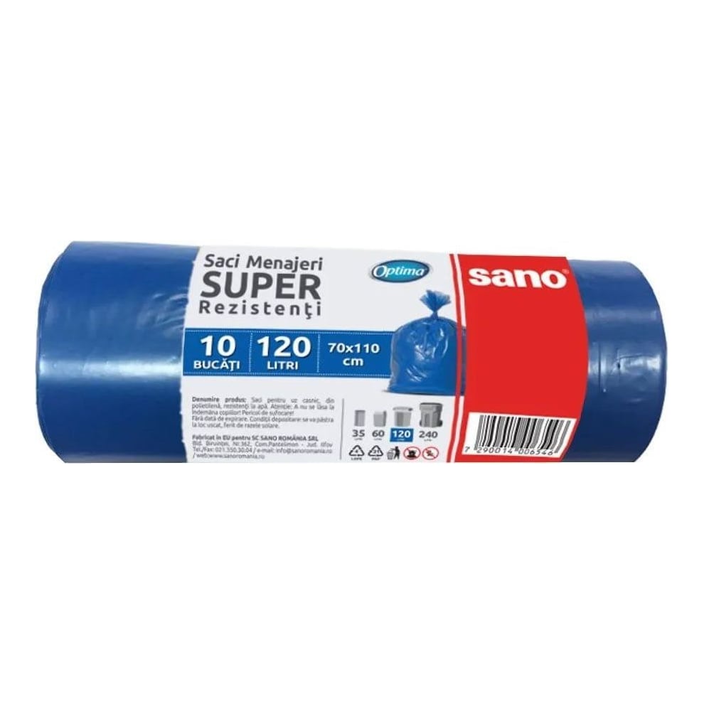 Saci Menajeri 120L 10/Rola Albastri Sano Optima