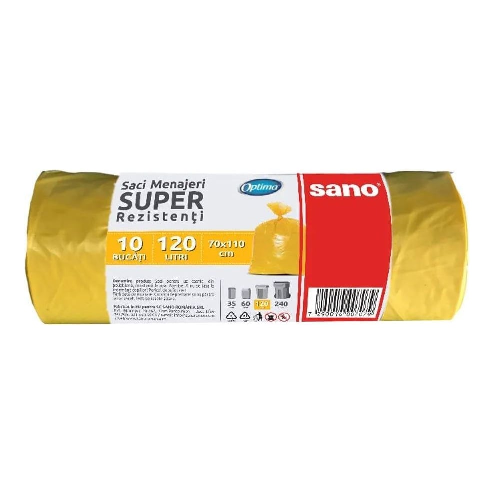 Saci Menajeri 120L 10/Rola Galbeni Sano Optima