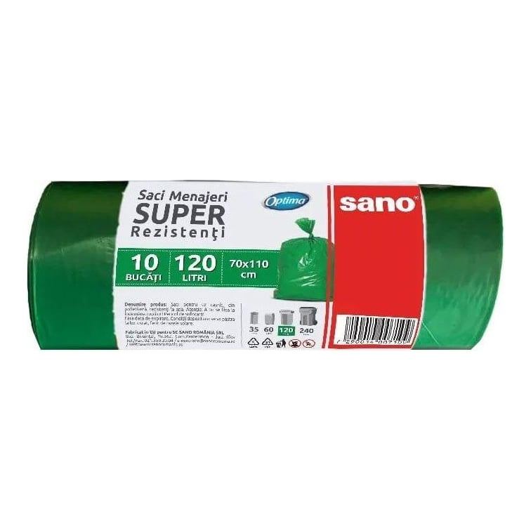 Saci Menajeri 120L 10/Rola Verzi Sano Optima