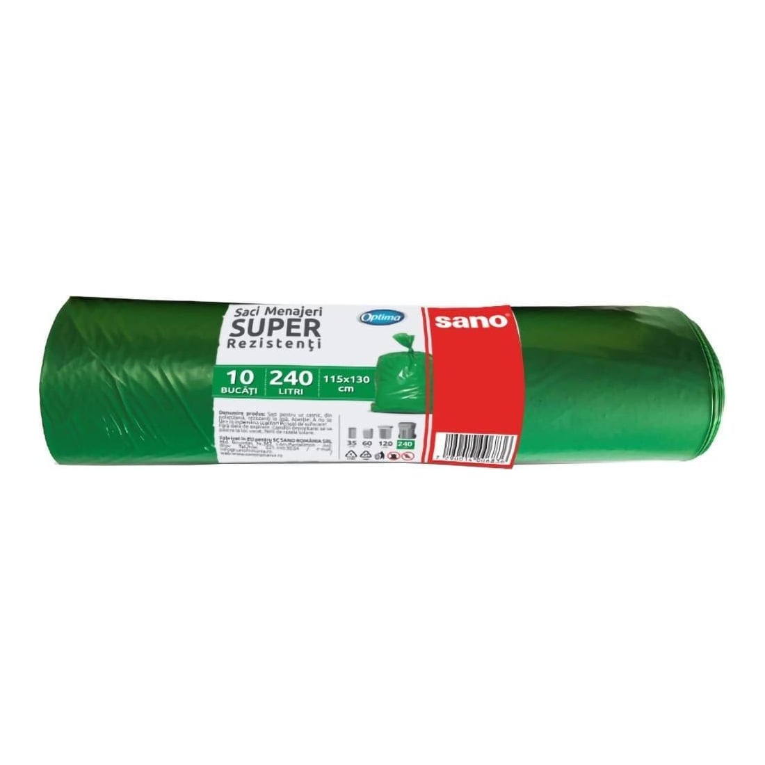 Saci Menajeri 240L 10/Rola Verzi Sano Optima