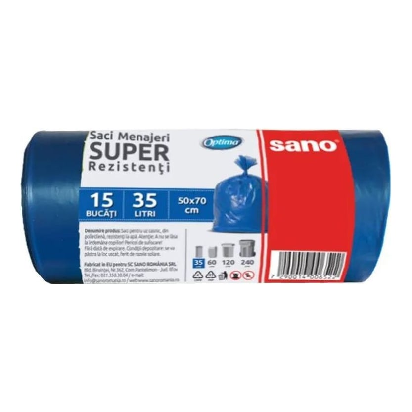 Saci Menajeri 35L 15/Rola Albastri Sano Optima