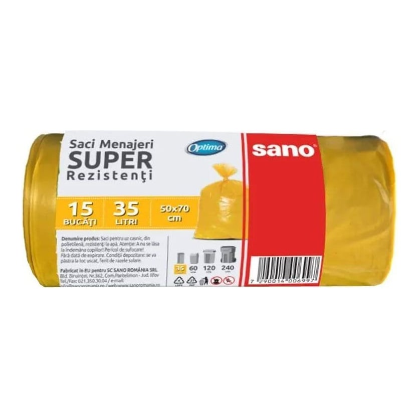 Saci Menajeri 35L 15/Rola Galbeni Sano Optima
