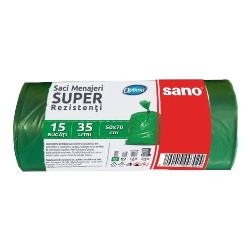 Saci Menajeri 35L 15/Rola Verzi Sano Optima
