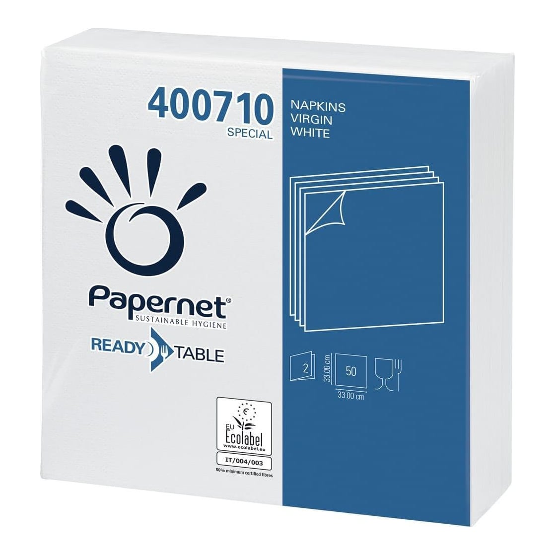 Servetele De Masa Albe 2STR 33X33CM 50/Set Papernet