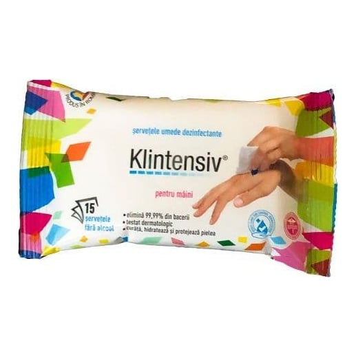 Servetele Umede Antibacteriene & Dezinfectante 15BUC Klintensiv