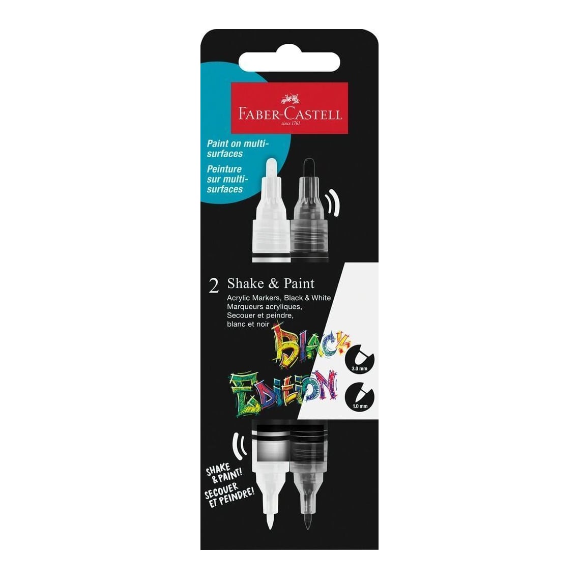 Set 2 Markere Acrilice Shake&paint Alb-negru Faber-castell